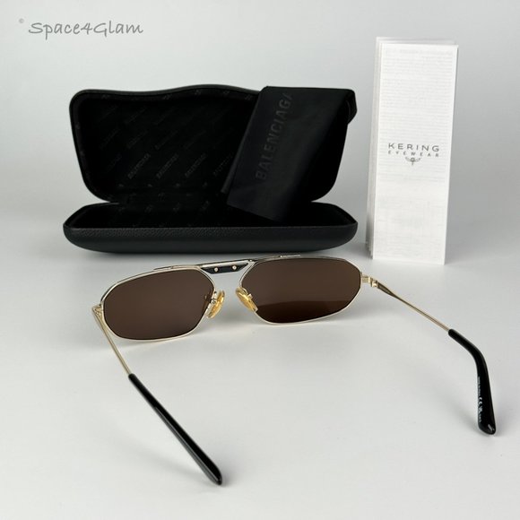 NEW Balenciaga BB0245S 003 Gold Brown Geometric Unisex Sunglasses BB 0245S main image 9